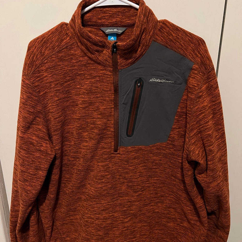 Eddie Bauer quarter zip sweater burnt orange size large